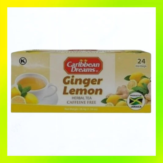 Caribbean Dreams Ginger Lemon Herbal Tea, 24 teabags